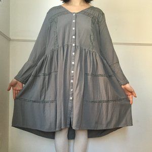 Grey midi dress with lace details